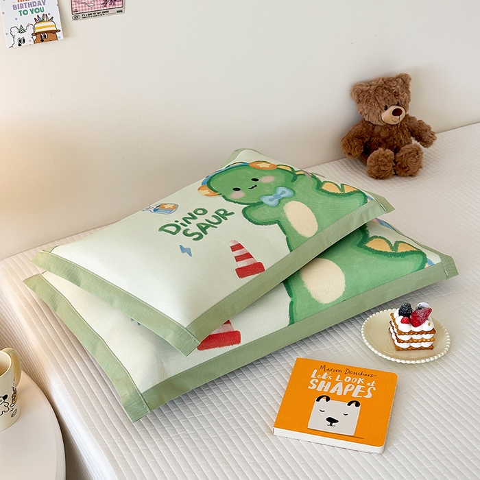 91家纺网 家纺一手货源 找家纺 嗨生活 2026新款大版加密冰丝枕套儿童枕套幼儿园枕套单品枕套枕套单件 恐龙宝宝