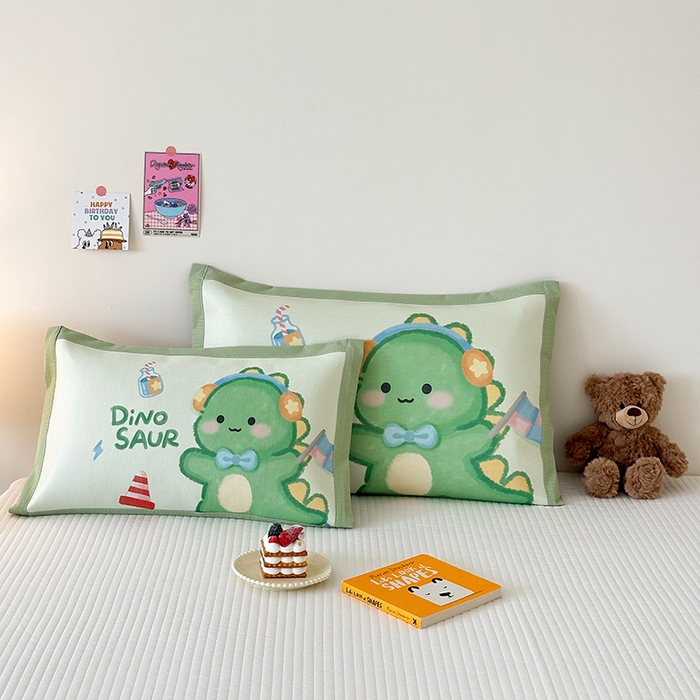 91家纺网 家纺一手货源 找家纺 嗨生活 2026新款大版加密冰丝枕套儿童枕套幼儿园枕套单品枕套枕套单件 恐龙宝宝