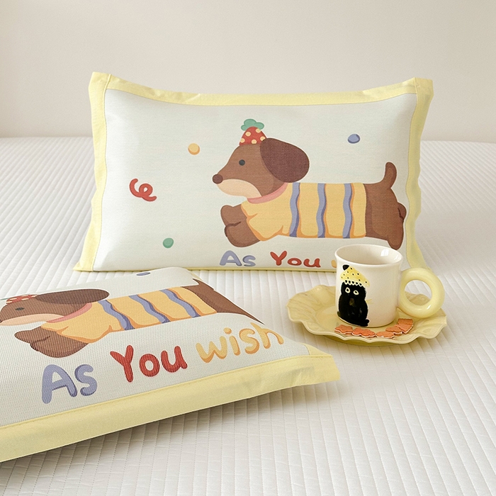 91家纺网 家纺一手货源 找家纺 嗨生活 2026新款大版加密冰丝枕套儿童枕套幼儿园枕套单品枕套枕套单件 快乐小狗