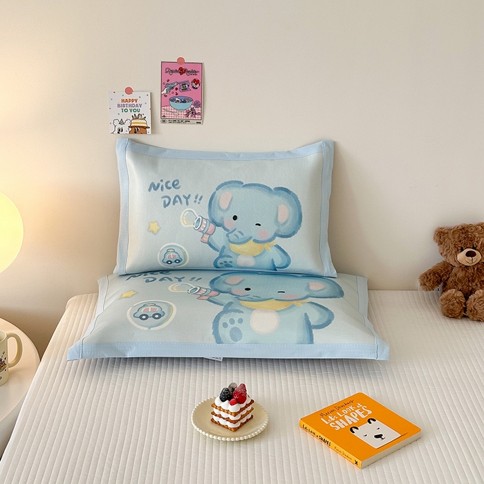 嗨生活 2026新款大版加密冰丝枕套儿童枕套幼儿园枕套单品枕套枕套单件 快乐小象