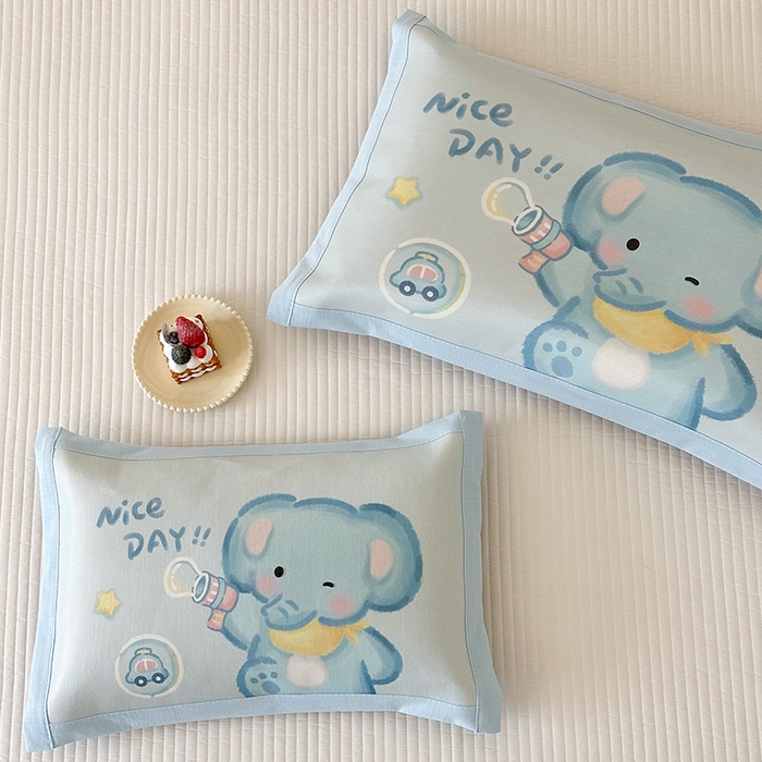 91家纺网 家纺一手货源 找家纺 嗨生活 2026新款大版加密冰丝枕套儿童枕套幼儿园枕套单品枕套枕套单件 快乐小象