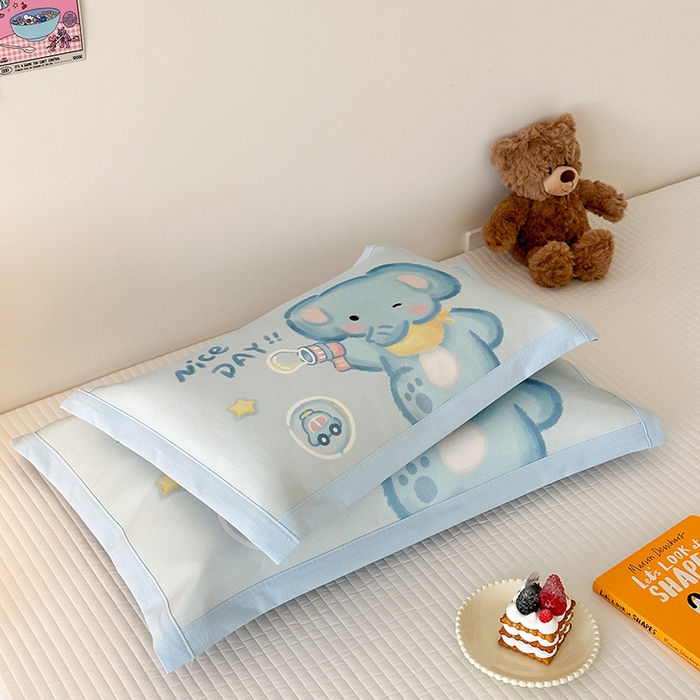 91家纺网 家纺一手货源 找家纺 嗨生活 2026新款大版加密冰丝枕套儿童枕套幼儿园枕套单品枕套枕套单件 快乐小象