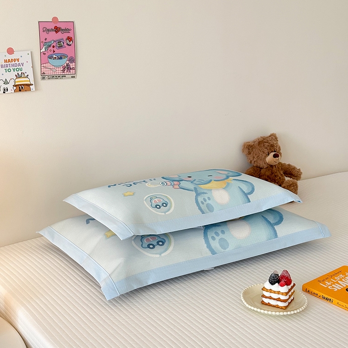 91家纺网 家纺一手货源 找家纺 嗨生活 2026新款大版加密冰丝枕套儿童枕套幼儿园枕套单品枕套枕套单件 快乐小象