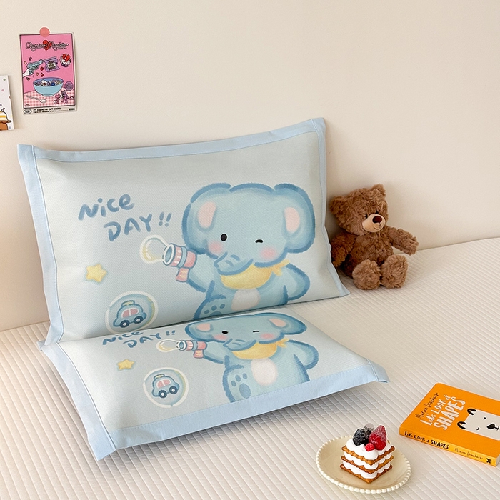 91家纺网 家纺一手货源 找家纺 嗨生活 2026新款大版加密冰丝枕套儿童枕套幼儿园枕套单品枕套枕套单件 快乐小象