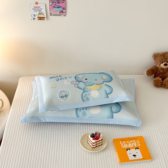 91家纺网 家纺一手货源 找家纺 嗨生活 2026新款大版加密冰丝枕套儿童枕套幼儿园枕套单品枕套枕套单件 快乐小象