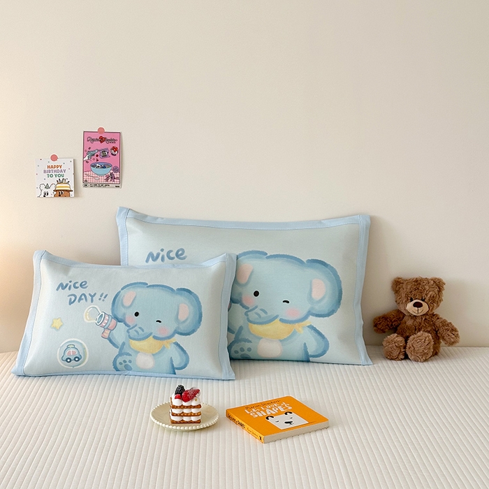 91家纺网 家纺一手货源 找家纺 嗨生活 2026新款大版加密冰丝枕套儿童枕套幼儿园枕套单品枕套枕套单件 快乐小象