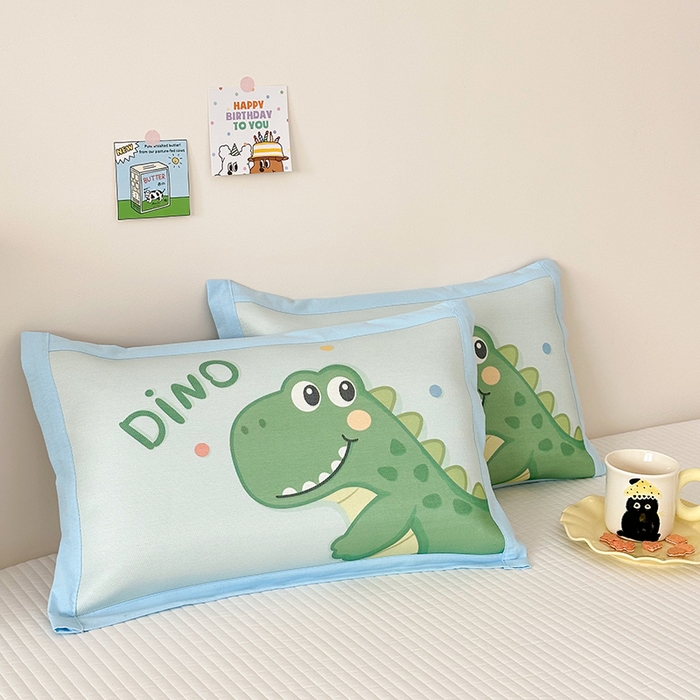 91家纺网 家纺一手货源 找家纺 嗨生活 2026新款大版加密冰丝枕套儿童枕套幼儿园枕套单品枕套枕套单件 萌萌恐龙