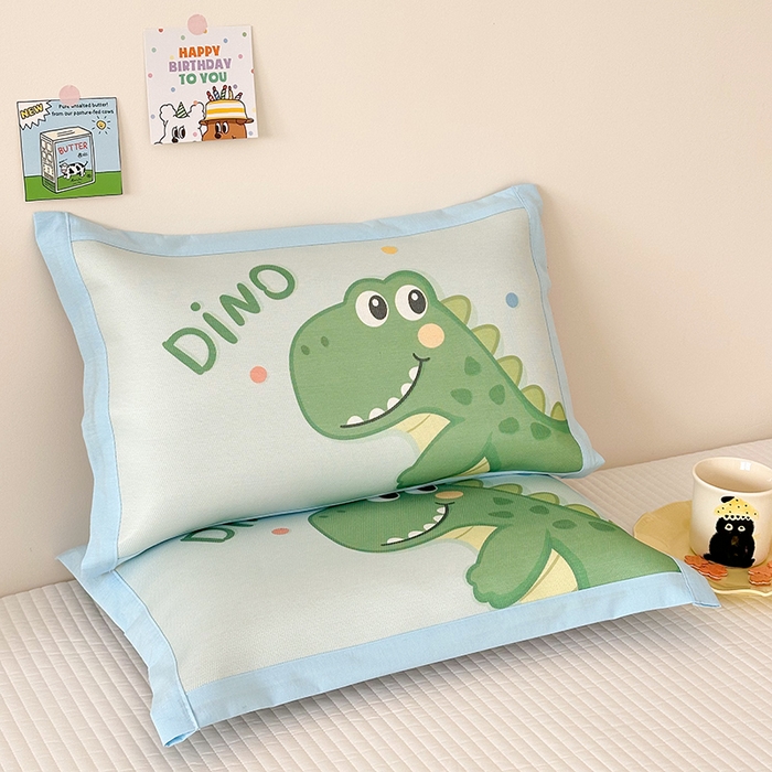 91家纺网 家纺一手货源 找家纺 嗨生活 2026新款大版加密冰丝枕套儿童枕套幼儿园枕套单品枕套枕套单件 萌萌恐龙