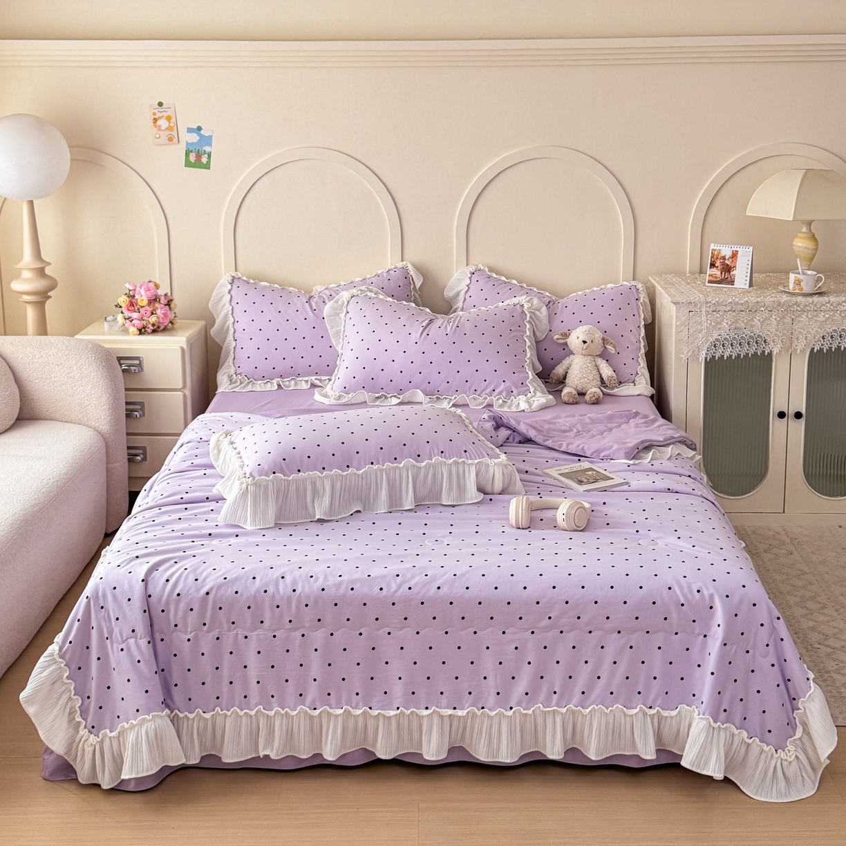 91家纺网 家纺一手货源 找家纺 橘子家 2026新款柔肤棉床单四件套 芋泥啵啵-紫