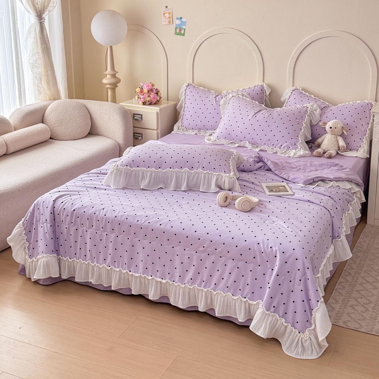 91家纺网 家纺一手货源 找家纺 橘子家 2026新款柔肤棉床单四件套 芋泥啵啵-紫