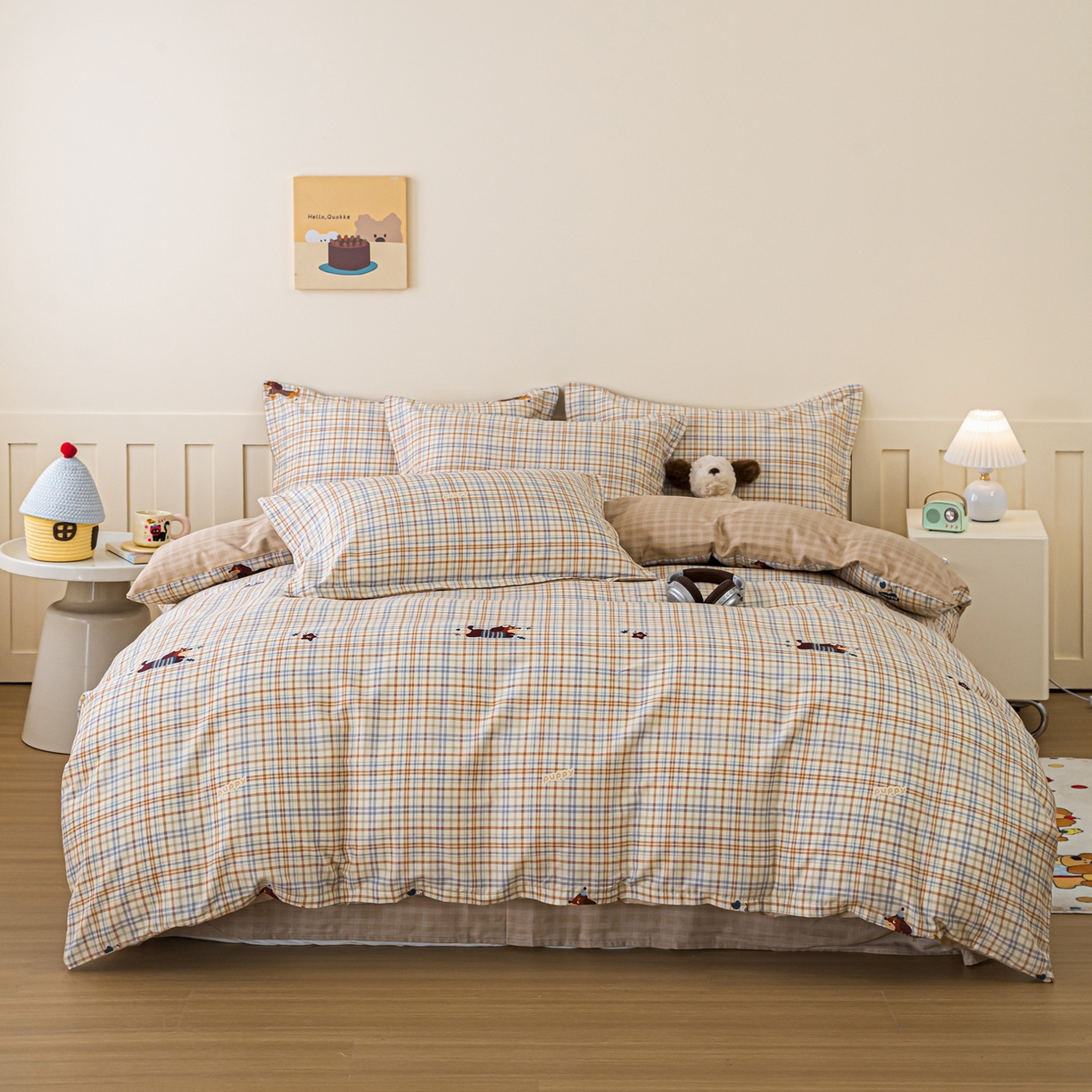 梦纤绒 2026新款全棉纯棉印花四件套 可爱皮皮狗