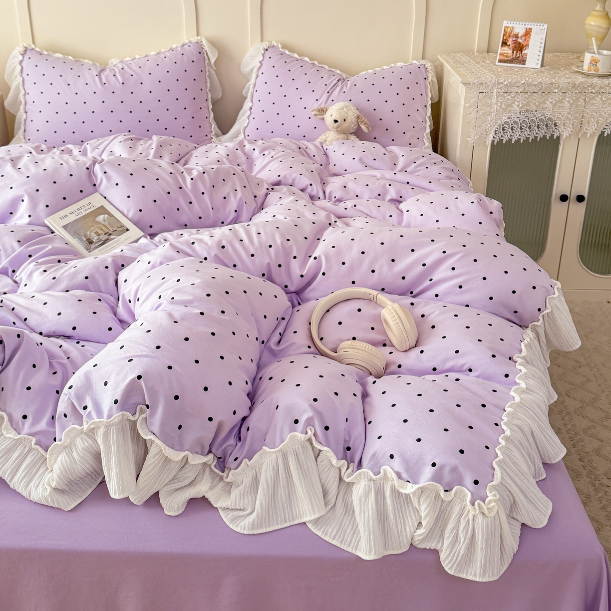 91家纺网 家纺一手货源 找家纺 橘子家 2026新款柔肤棉床单四件套 芋泥啵啵-紫
