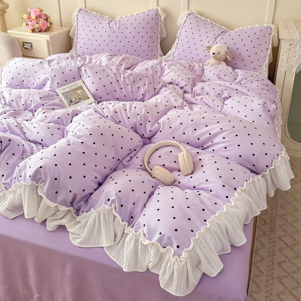 91家纺网 家纺一手货源 找家纺 橘子家 2026新款柔肤棉床单四件套 芋泥啵啵-紫