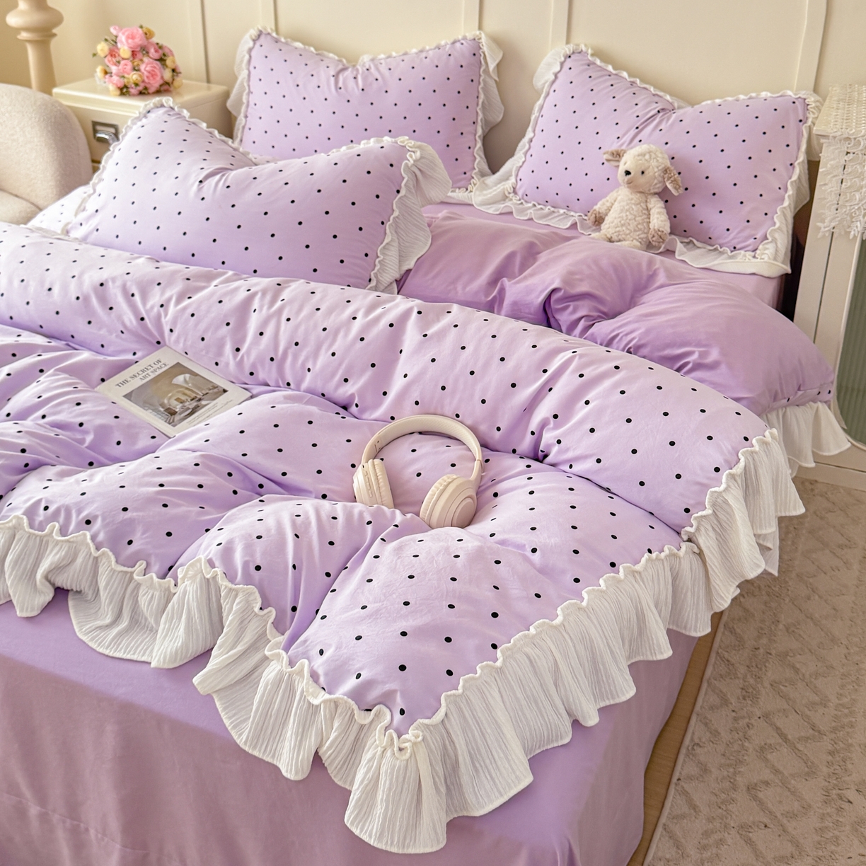 91家纺网 家纺一手货源 找家纺 橘子家 2026新款柔肤棉床单四件套 芋泥啵啵-紫