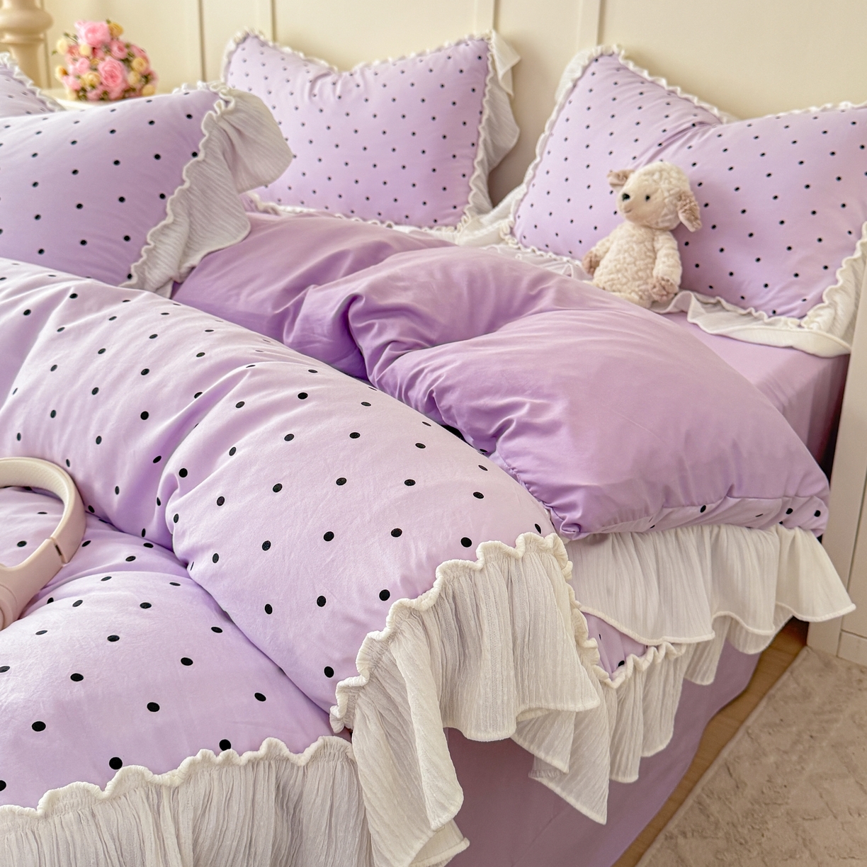 91家纺网 家纺一手货源 找家纺 橘子家 2026新款柔肤棉床单四件套 芋泥啵啵-紫