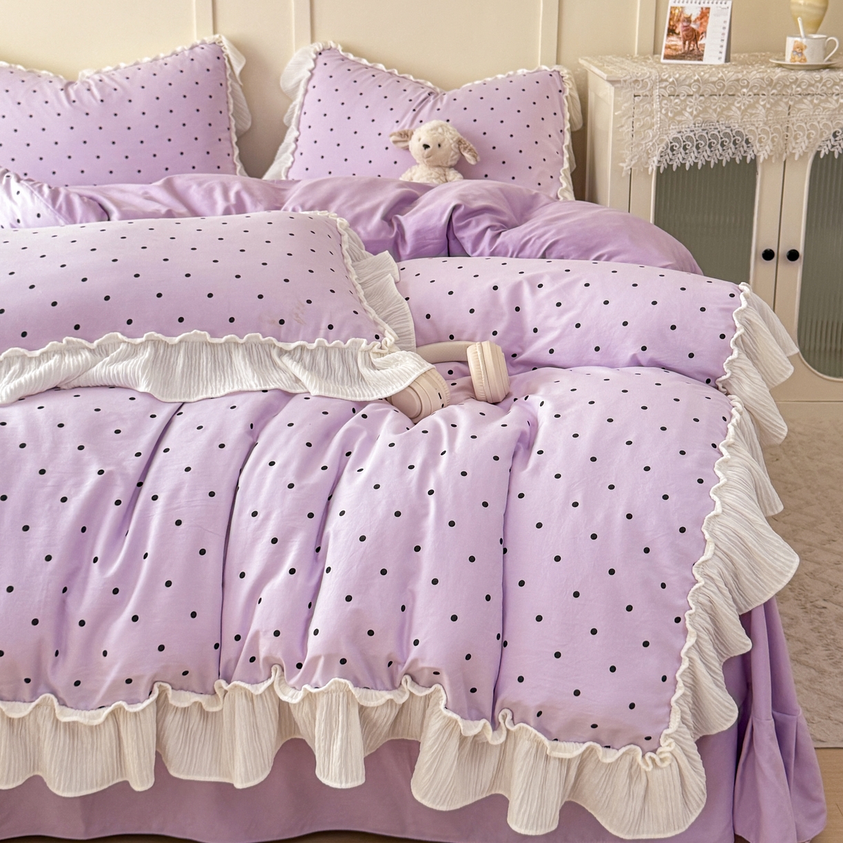 91家纺网 家纺一手货源 找家纺 橘子家 2026新款柔肤棉床单四件套 芋泥啵啵-紫