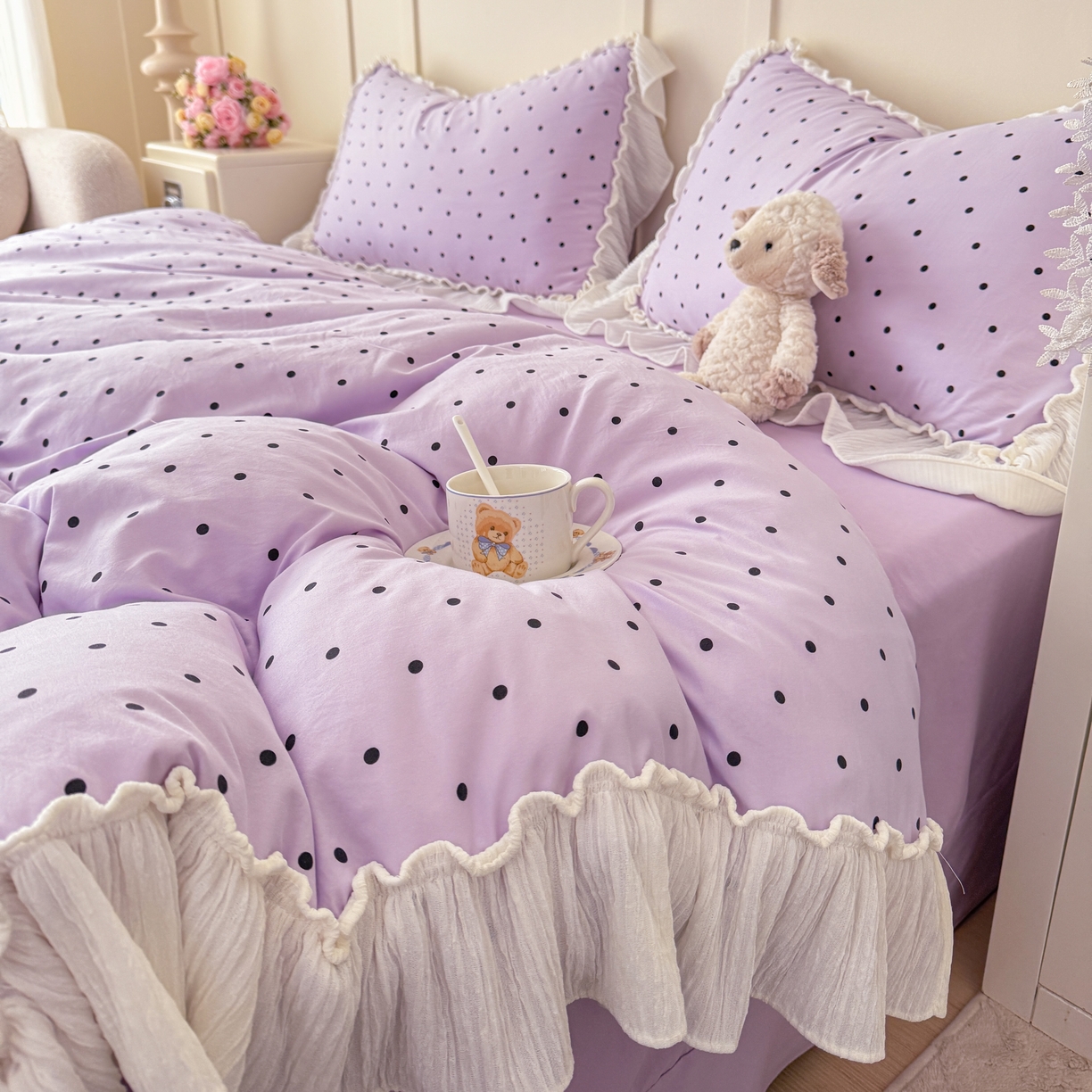 91家纺网 家纺一手货源 找家纺 橘子家 2026新款柔肤棉床单四件套 芋泥啵啵-紫