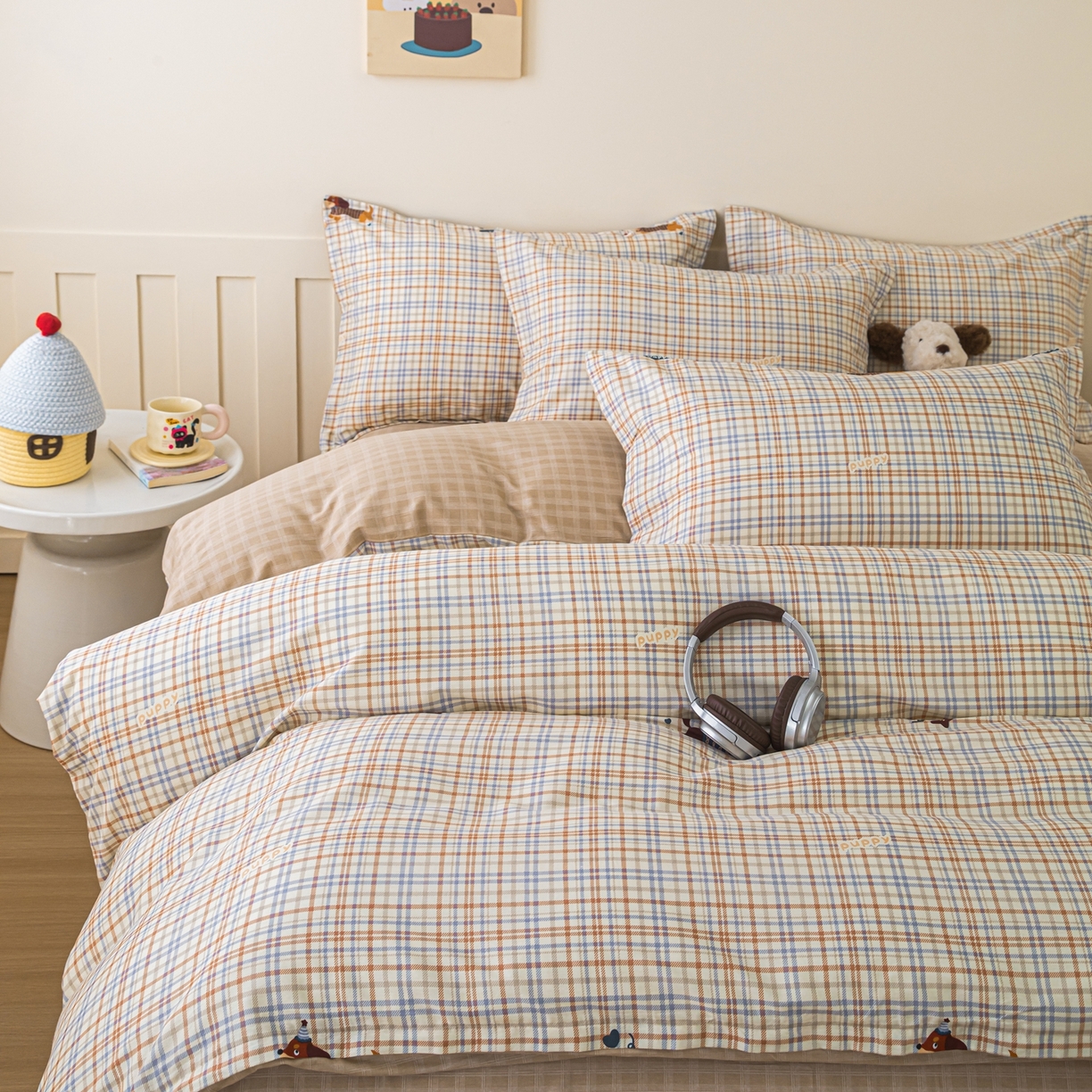 91家纺网 家纺一手货源 找家纺 梦纤绒 2026新款全棉纯棉印花四件套 可爱皮皮狗