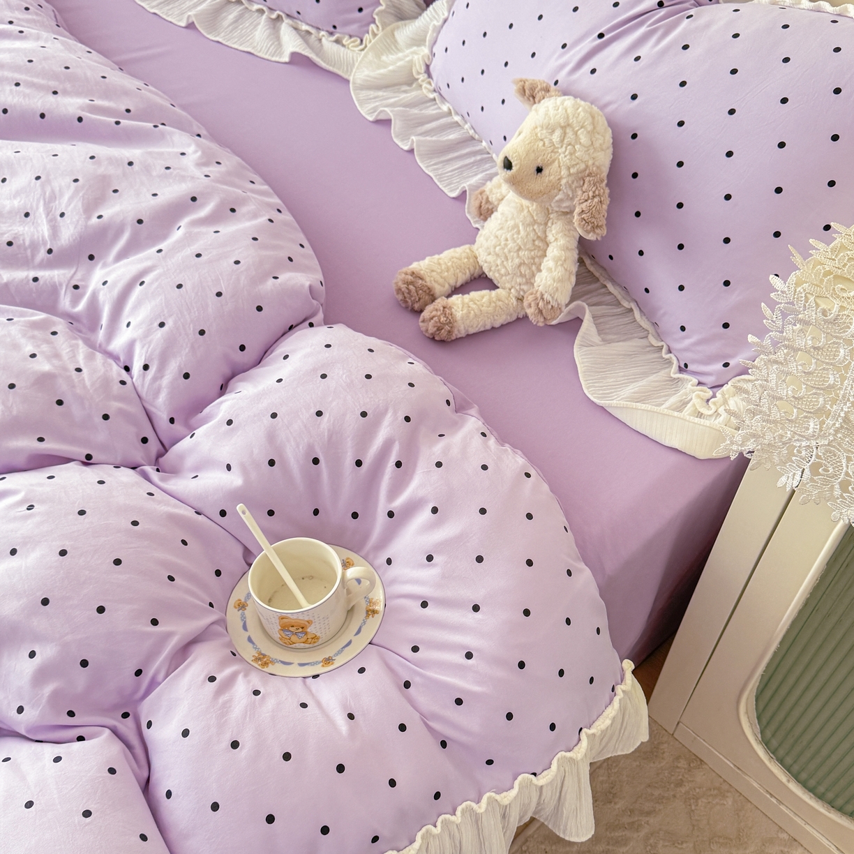 91家纺网 家纺一手货源 找家纺 橘子家 2026新款柔肤棉床单四件套 芋泥啵啵-紫