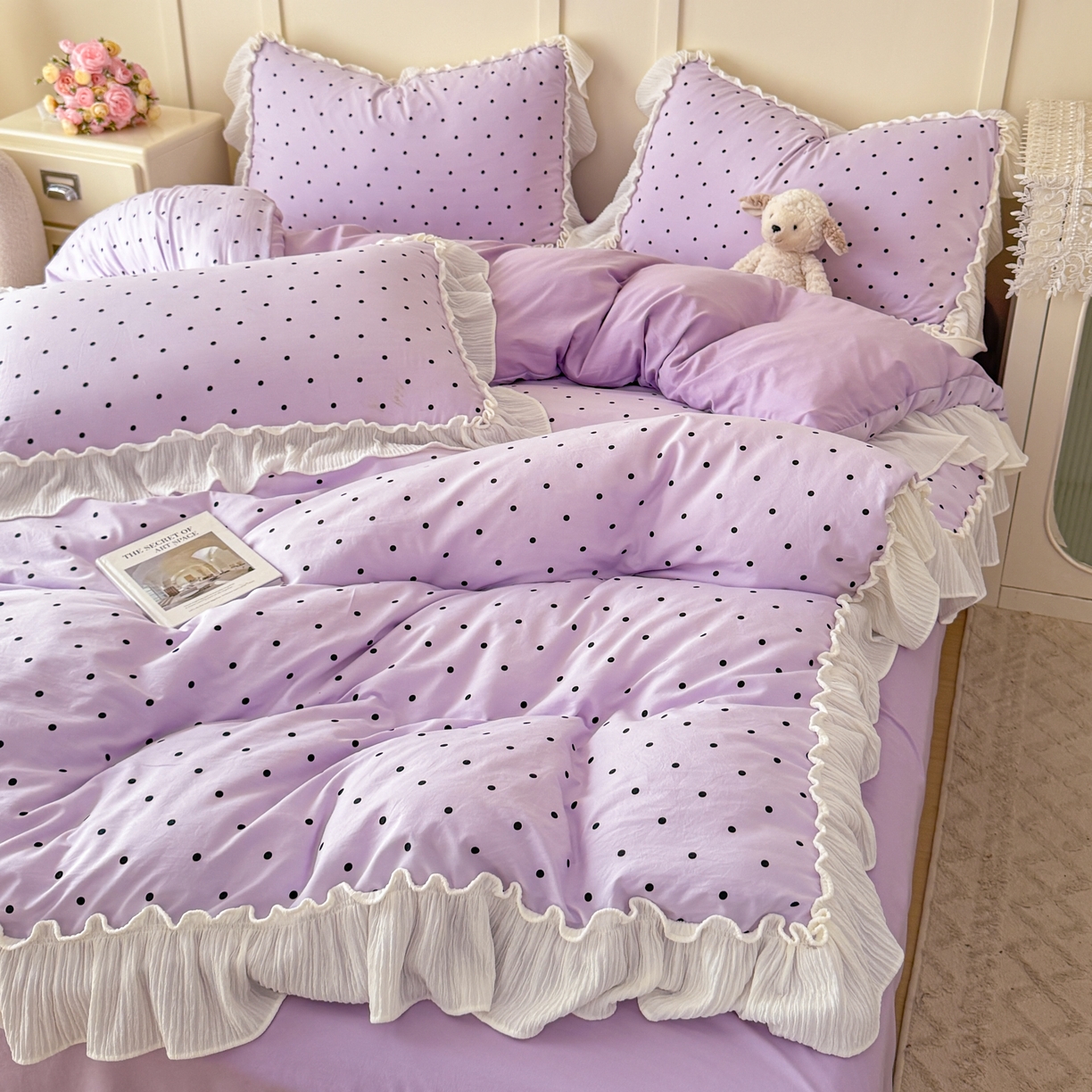 91家纺网 家纺一手货源 找家纺 橘子家 2026新款柔肤棉床单四件套 芋泥啵啵-紫