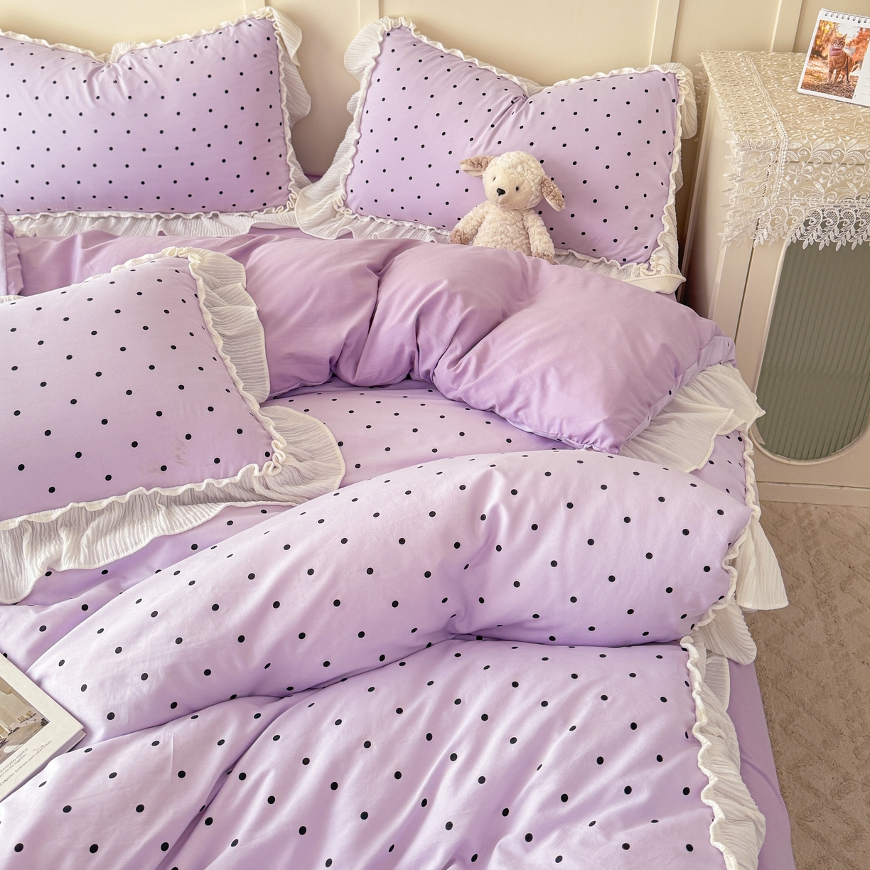 91家纺网 家纺一手货源 找家纺 橘子家 2026新款柔肤棉床单四件套 芋泥啵啵-紫