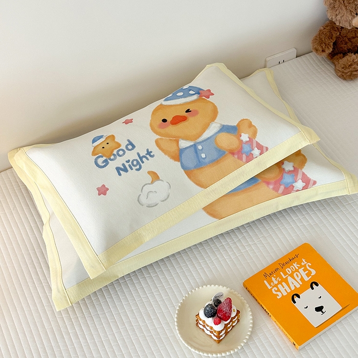 91家纺网 家纺一手货源 找家纺 嗨生活 2026新款大版加密冰丝枕套儿童枕套幼儿园枕套单品枕套枕套单件 萌萌鸭