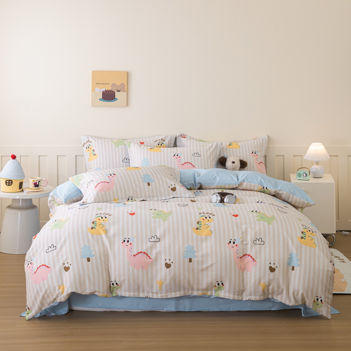 91家纺网 家纺一手货源 找家纺 梦纤绒 2026新款全棉纯棉印花四件套 恐龙世界