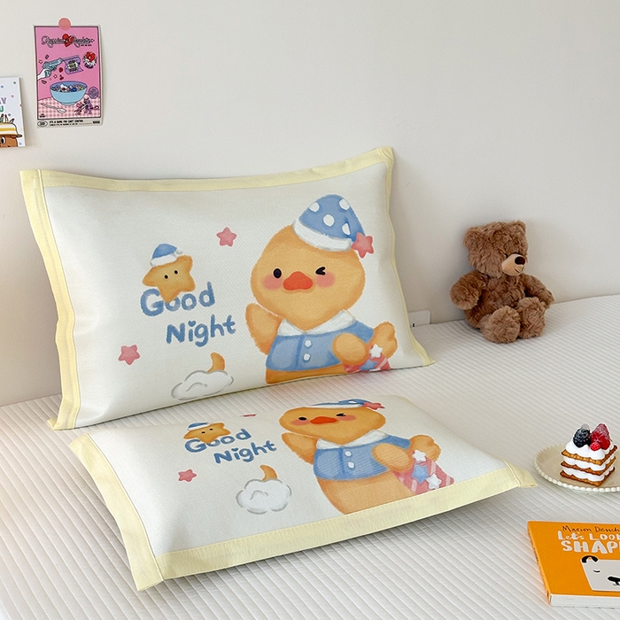 91家纺网 家纺一手货源 找家纺 嗨生活 2026新款大版加密冰丝枕套儿童枕套幼儿园枕套单品枕套枕套单件 萌萌鸭