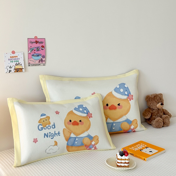 91家纺网 家纺一手货源 找家纺 嗨生活 2026新款大版加密冰丝枕套儿童枕套幼儿园枕套单品枕套枕套单件 萌萌鸭