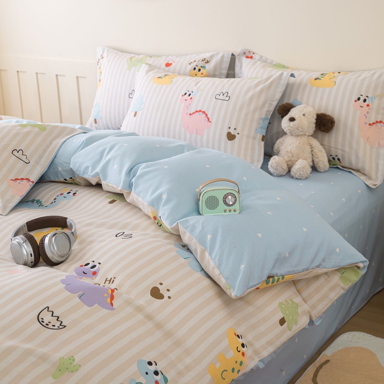 91家纺网 家纺一手货源 找家纺 梦纤绒 2026新款全棉纯棉印花四件套 恐龙世界