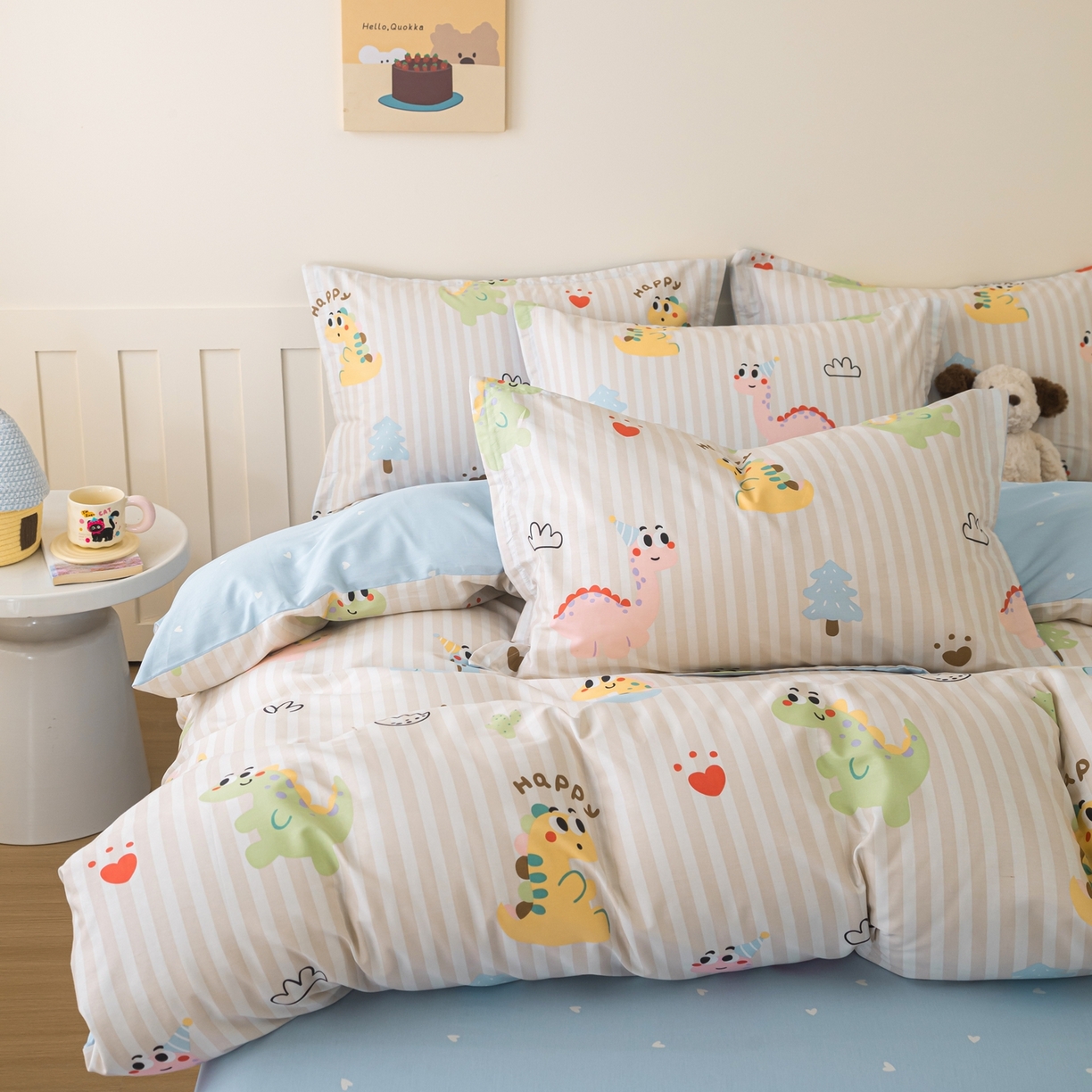 91家纺网 家纺一手货源 找家纺 梦纤绒 2026新款全棉纯棉印花四件套 恐龙世界