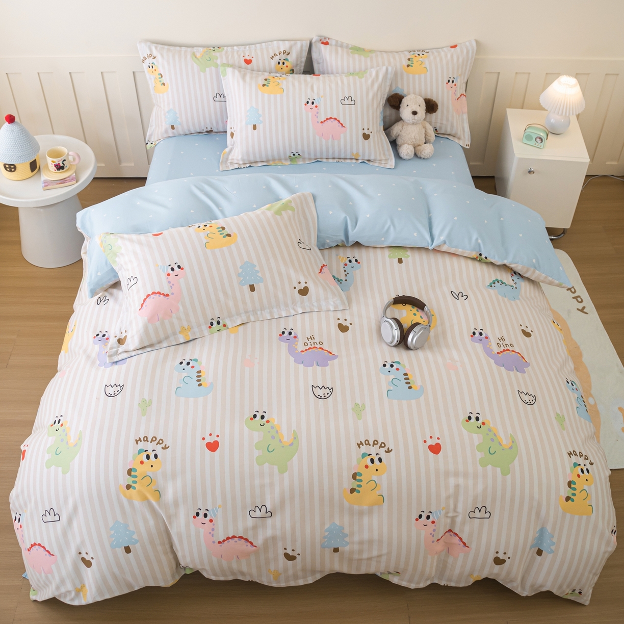 91家纺网 家纺一手货源 找家纺 梦纤绒 2026新款全棉纯棉印花四件套 恐龙世界