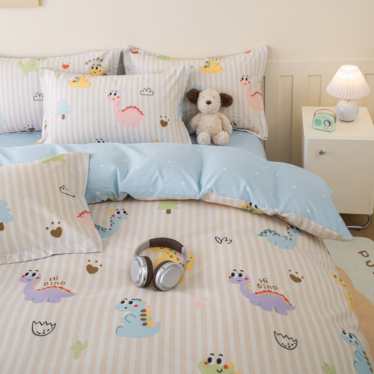 91家纺网 家纺一手货源 找家纺 梦纤绒 2026新款全棉纯棉印花四件套 恐龙世界