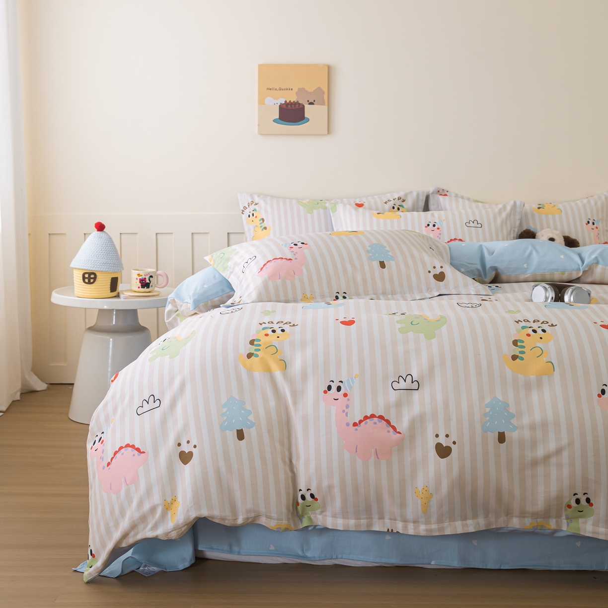 91家纺网 家纺一手货源 找家纺 梦纤绒 2026新款全棉纯棉印花四件套 恐龙世界