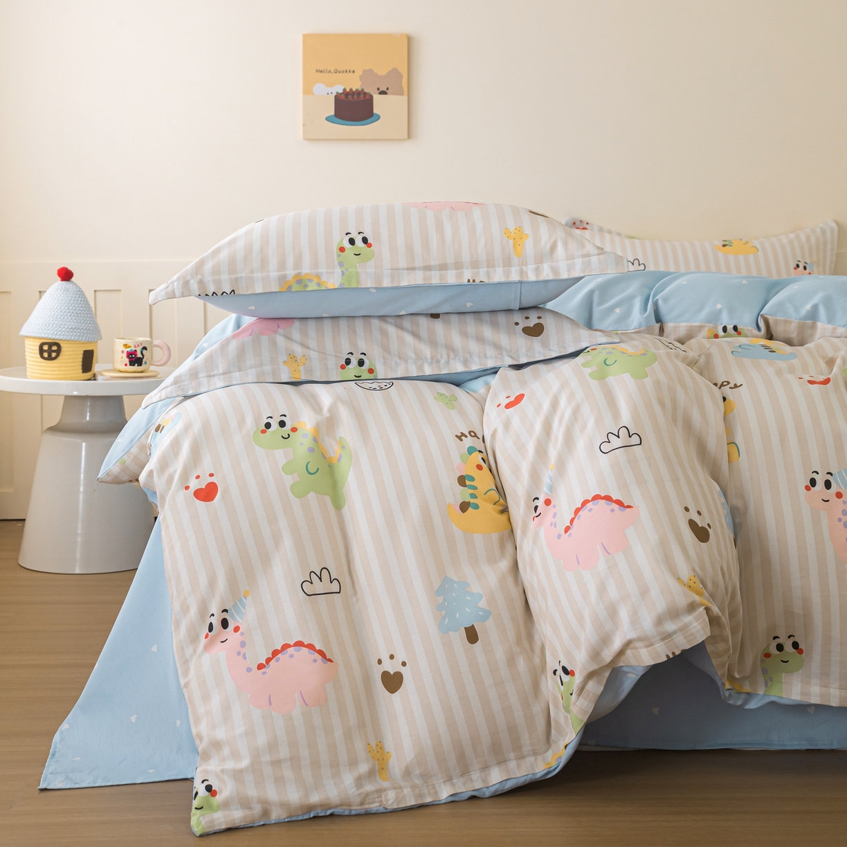 91家纺网 家纺一手货源 找家纺 梦纤绒 2026新款全棉纯棉印花四件套 恐龙世界