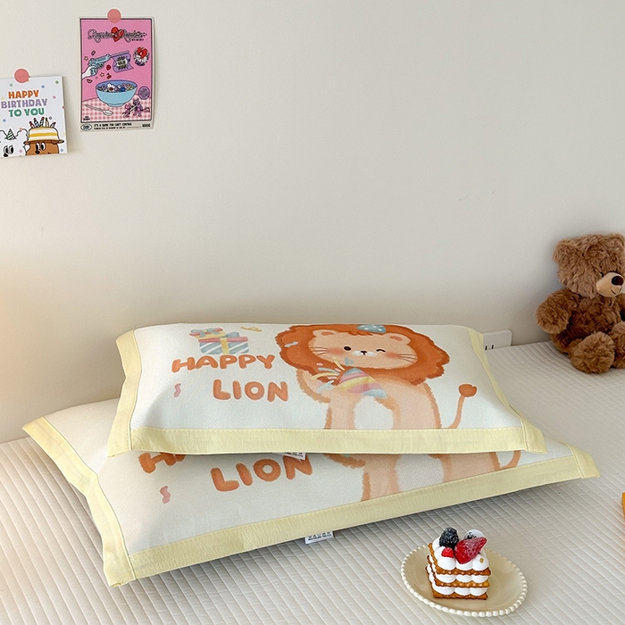 91家纺网 家纺一手货源 找家纺 嗨生活 2026新款大版加密冰丝枕套儿童枕套幼儿园枕套单品枕套枕套单件 萌小狮