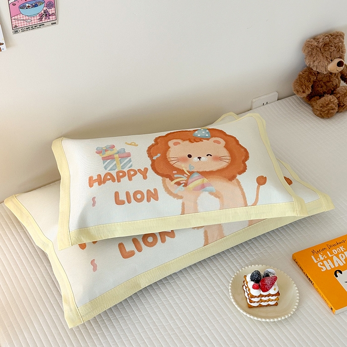 91家纺网 家纺一手货源 找家纺 嗨生活 2026新款大版加密冰丝枕套儿童枕套幼儿园枕套单品枕套枕套单件 萌小狮