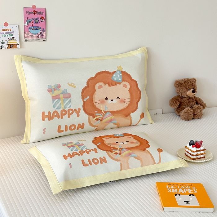 91家纺网 家纺一手货源 找家纺 嗨生活 2026新款大版加密冰丝枕套儿童枕套幼儿园枕套单品枕套枕套单件 萌小狮