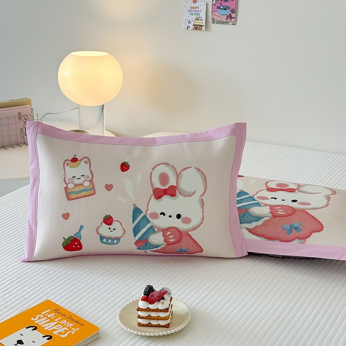 91家纺网 家纺一手货源 找家纺 嗨生活 2026新款大版加密冰丝枕套儿童枕套幼儿园枕套单品枕套枕套单件 萌小兔