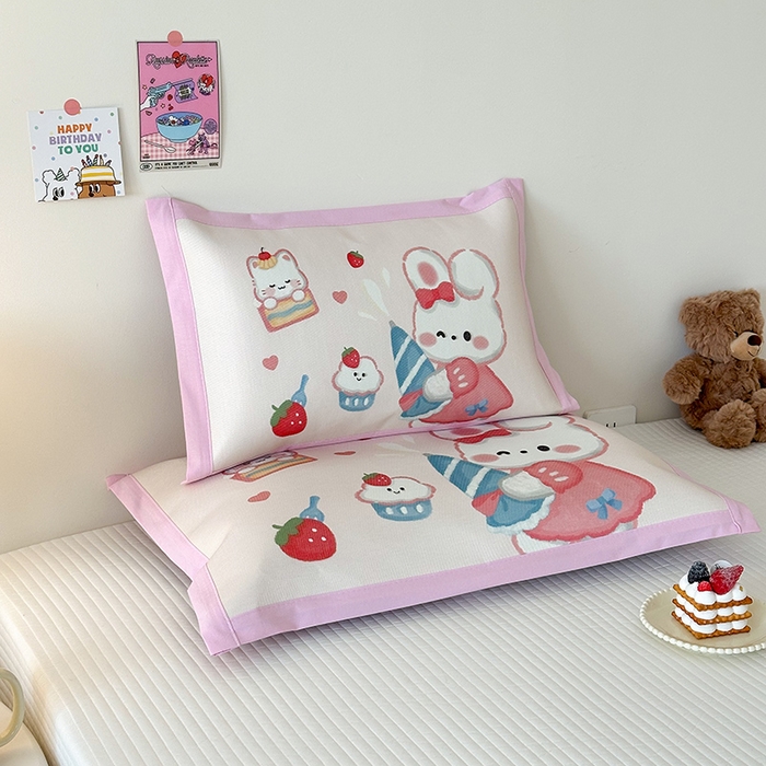 91家纺网 家纺一手货源 找家纺 嗨生活 2026新款大版加密冰丝枕套儿童枕套幼儿园枕套单品枕套枕套单件 萌小兔