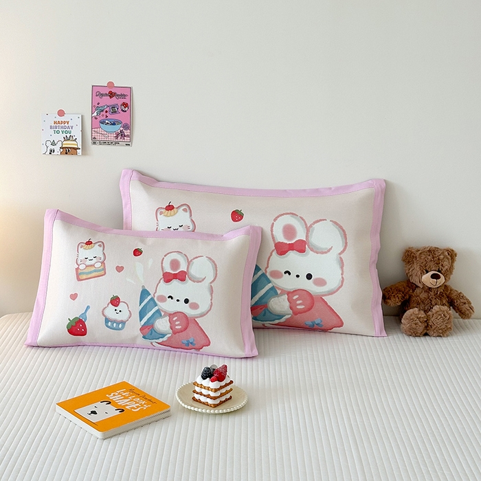 91家纺网 家纺一手货源 找家纺 嗨生活 2026新款大版加密冰丝枕套儿童枕套幼儿园枕套单品枕套枕套单件 萌小兔