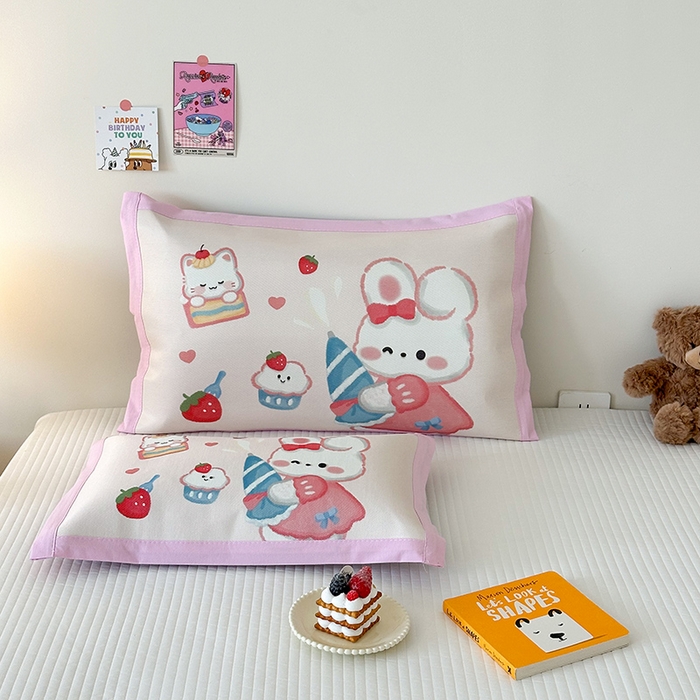 91家纺网 家纺一手货源 找家纺 嗨生活 2026新款大版加密冰丝枕套儿童枕套幼儿园枕套单品枕套枕套单件 萌小兔