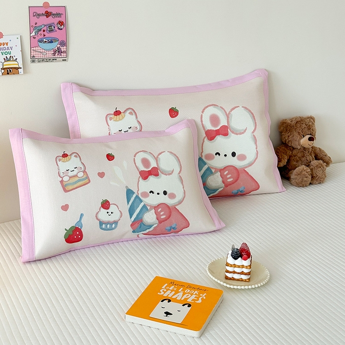 91家纺网 家纺一手货源 找家纺 嗨生活 2026新款大版加密冰丝枕套儿童枕套幼儿园枕套单品枕套枕套单件 萌小兔