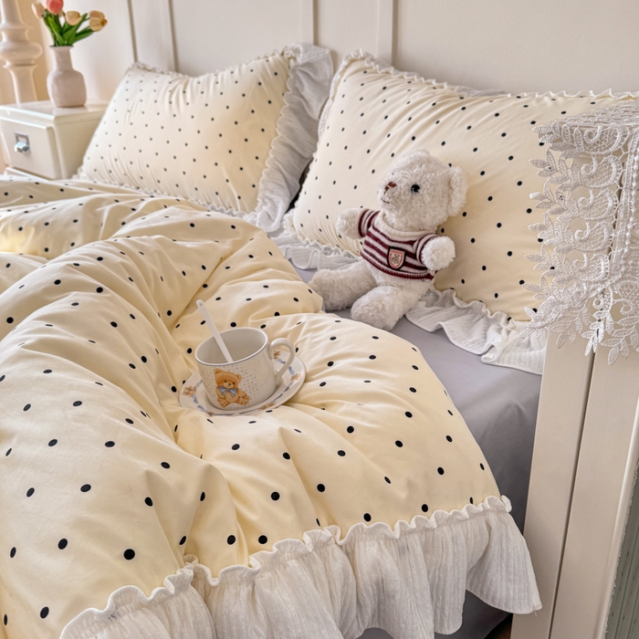 91家纺网 家纺一手货源 找家纺 橘子家 2026新款柔肤棉床单四件套 芝士点点