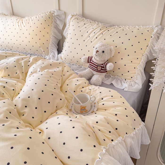 91家纺网 家纺一手货源 找家纺 橘子家 2026新款柔肤棉床单四件套 芝士点点