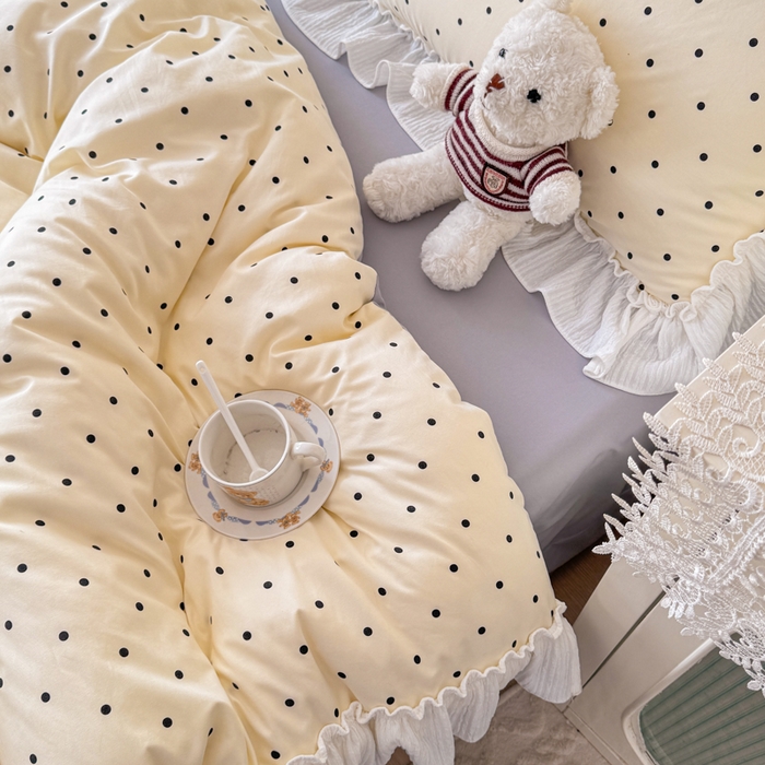 91家纺网 家纺一手货源 找家纺 橘子家 2026新款柔肤棉床单四件套 芝士点点