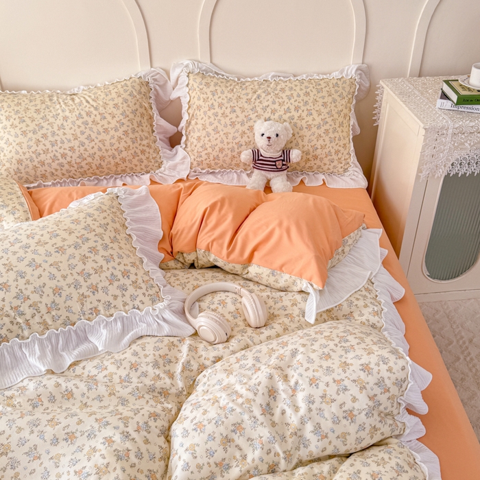 91家纺网 家纺一手货源 找家纺 橘子家 2026新款柔肤棉床单四件套 知否