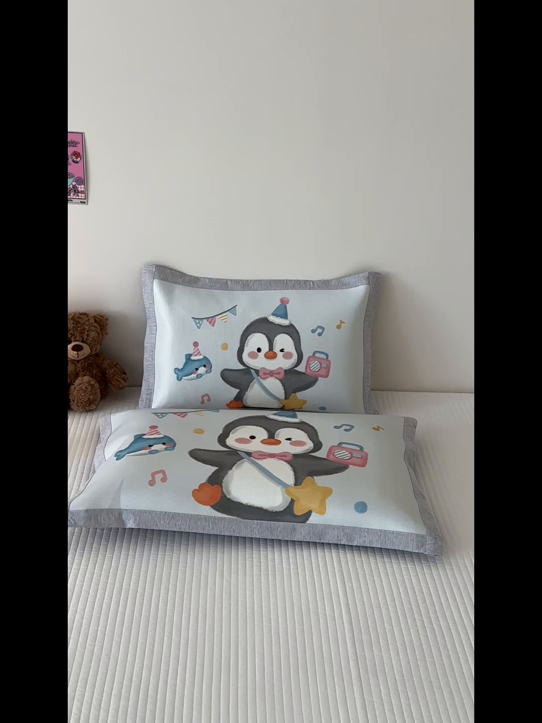 91家纺网 家纺一手货源 找家纺 嗨生活 2026新款大版加密冰丝枕套儿童枕套幼儿园枕套单品枕套枕套单件 企鹅宝宝