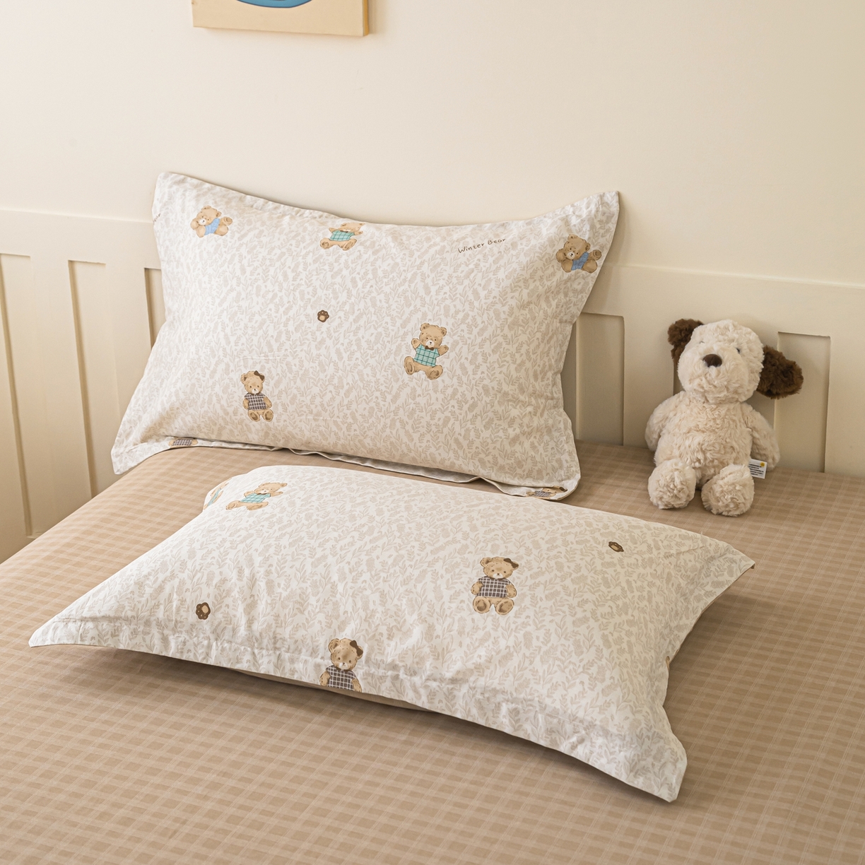 91家纺网 家纺一手货源 找家纺 梦纤绒 2026新款全棉纯棉印花四件套 贴贴熊