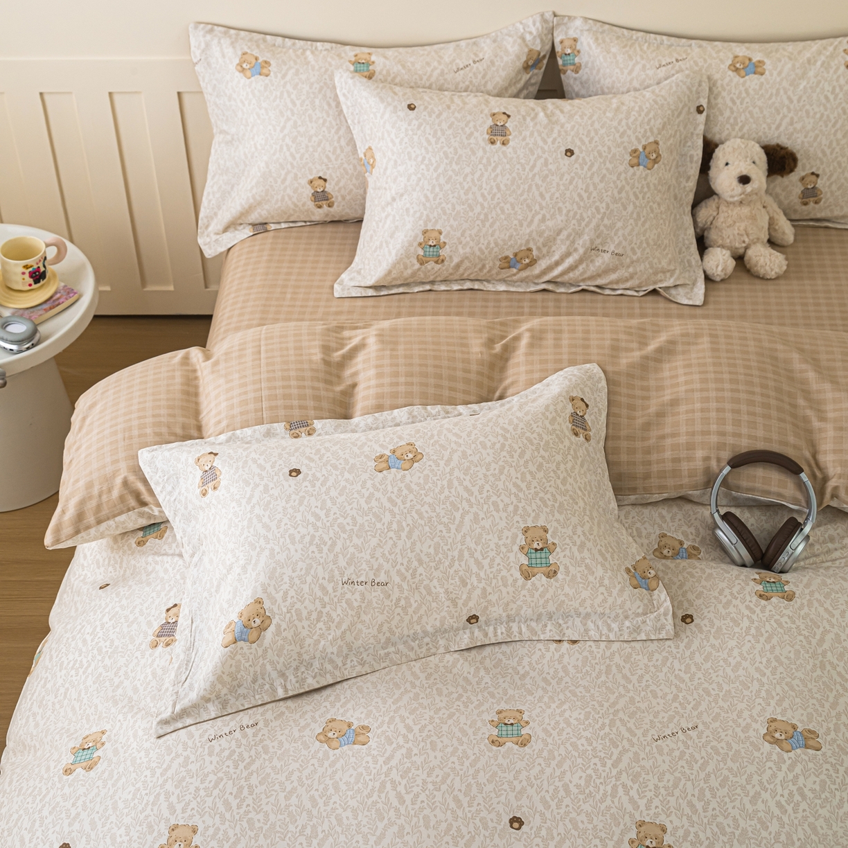 91家纺网 家纺一手货源 找家纺 梦纤绒 2026新款全棉纯棉印花四件套 贴贴熊